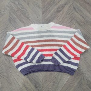 John + Jenn striped crew neck cropped sweater Sz Small